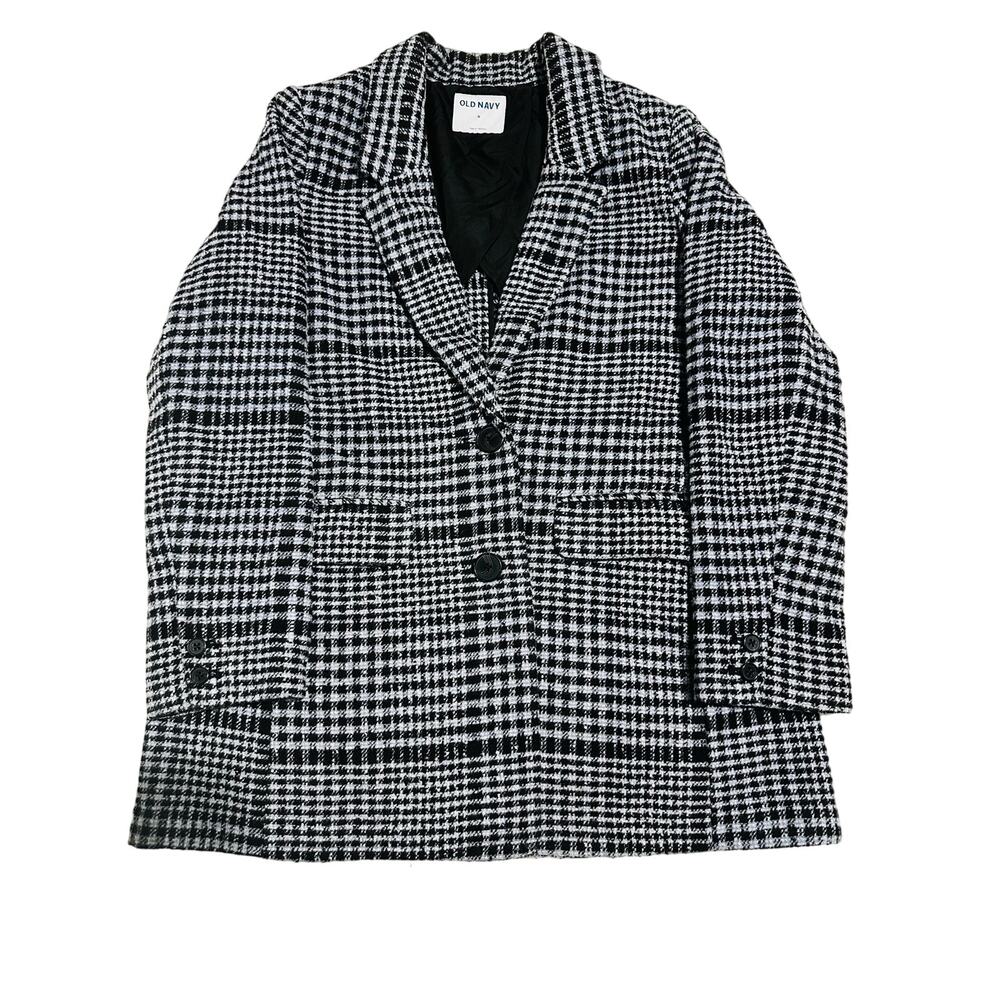 Old Navy Black Plaid Soft-Brushed Oversized Blazer Size M